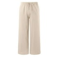 thumbnail image 4 of Yuanlong Womens Pants Baggy Pure Color Wide-Leg Drawstring Waisted Trousers Spring Summer Bottom Lightweight Casual Pant, 4 of 5