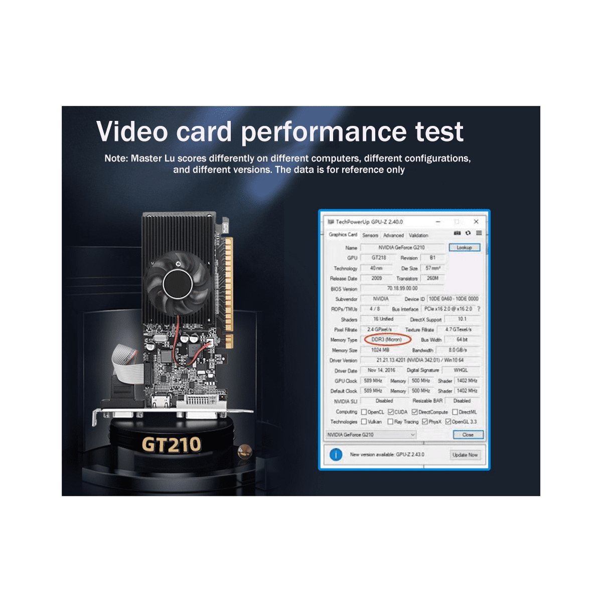 GT210 1GB GDDR3 64Bit Graphics Card PClE X16 2.0 GPU Computer Graphics Card DVI-D+VGA+HD Desktop Video Card
