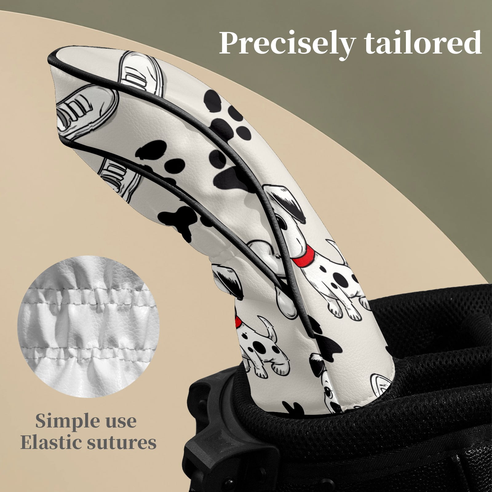 Golf Club Head Covers DalmatianPuppyPawPrint Waterproof Leather Golf Head Covers for Men Women Driver Head Cover Fairway Headcover for Golf Lovers