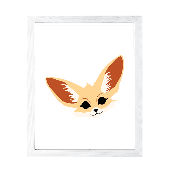 Designs ByLITA Fennec Fox, 8 x 10 White Wall Print Animals (Framed) | Family Presents | Bedroom | Stylish Kindergarten Decor