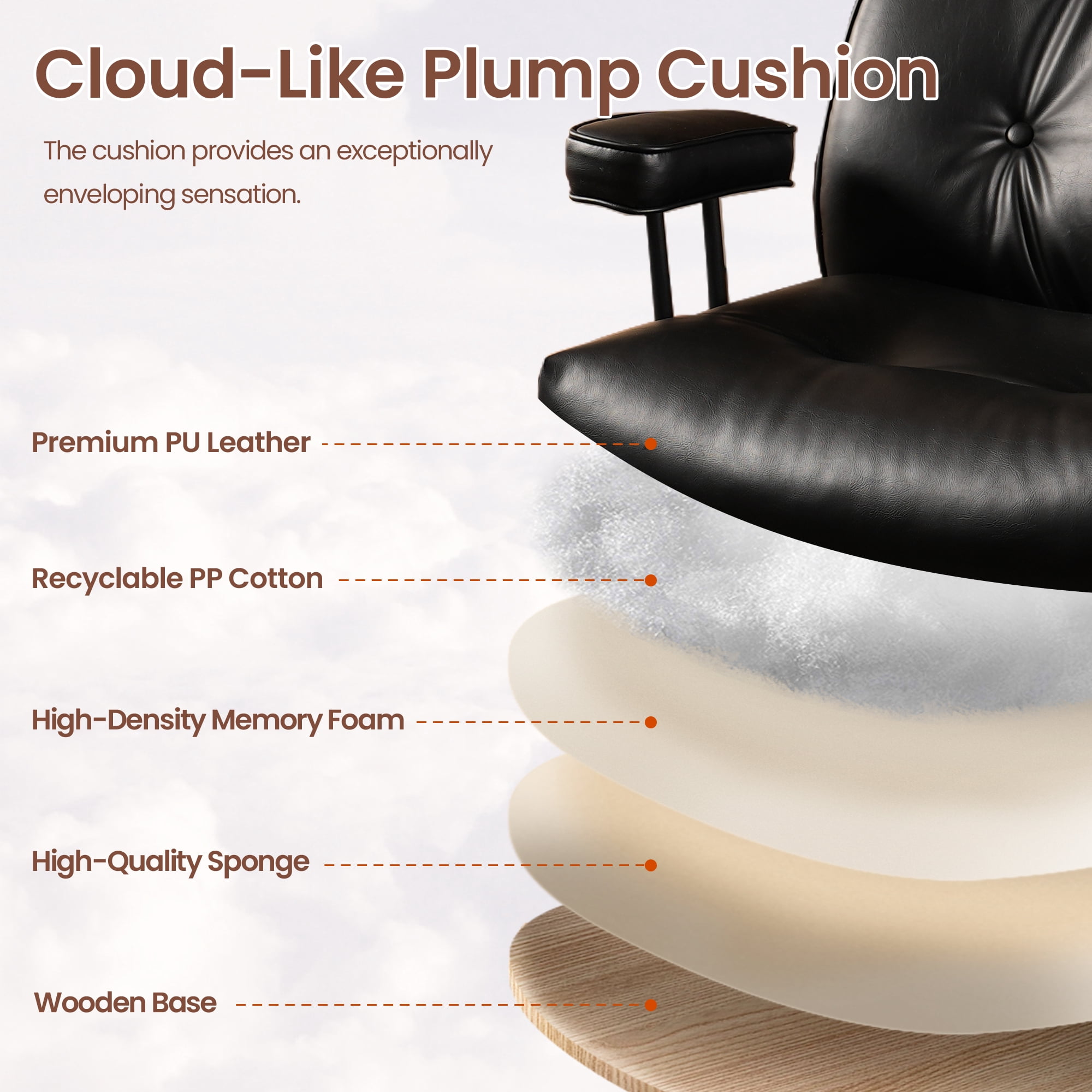 XIZZI Executive Office Chair, Oversized Computer Desk Chair with High Back, Ergonomic Elegant Design, Multi-Layer Memory Foam Cushion, Black (PU Leather)