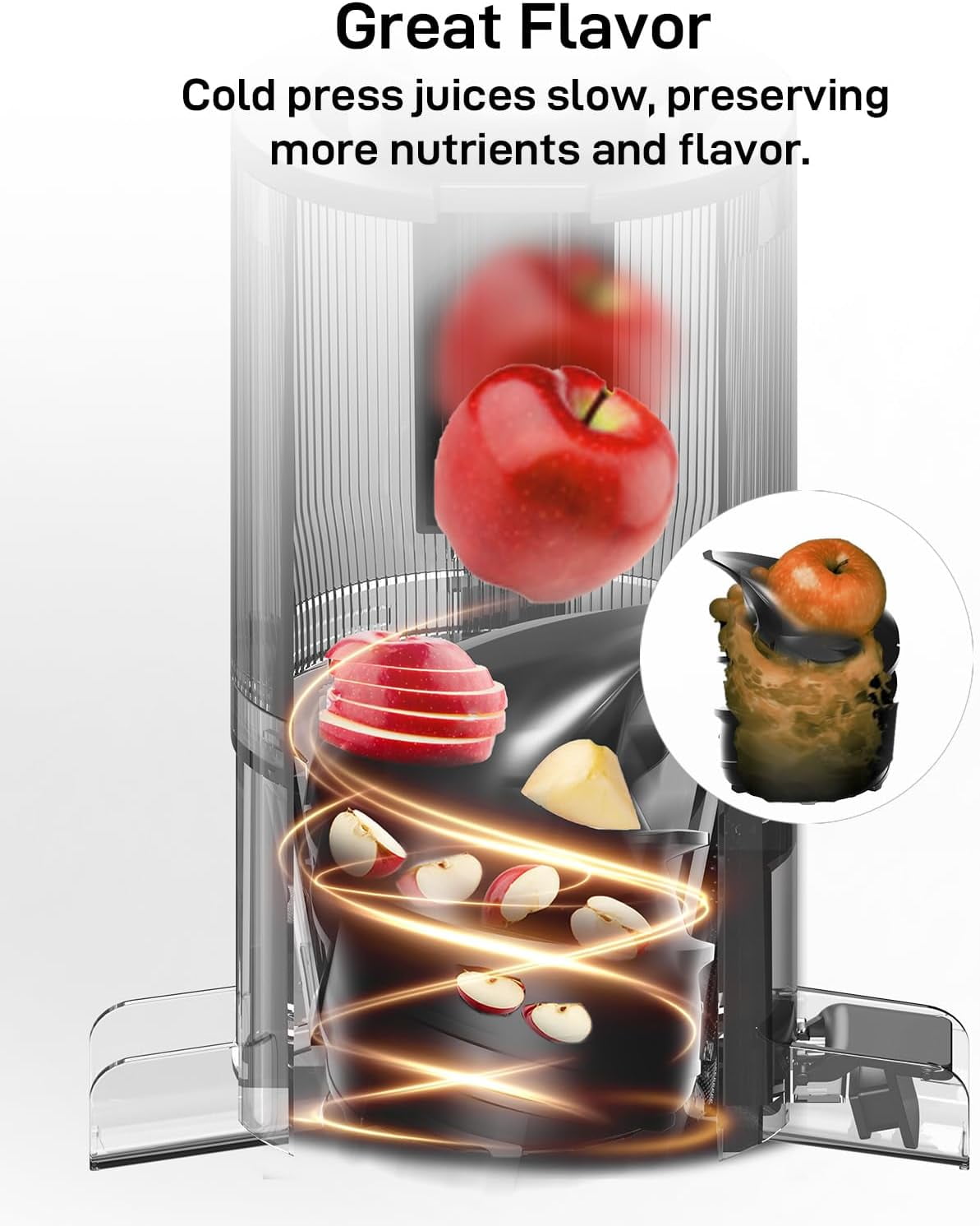 SiFENE Slow Masticating Juicer Machine, Cold Press Whole Fruit Juicer with 4.3-Inch Wide Feed Chute, Easy to Clean, High Juice Yield, Fruit & Vegetable Juicer, Home Kitchen, Green
