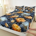 thumbnail image 3 of Homewish Rustic Flower Floral Bed Sheets,Country Plant King Sheets,Blue Orange Sheet Set For Teens,Luxury Bedroom Decor,4 Pieces, 3 of 7