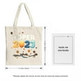 thumbnail image 3 of Colorful " HOPER 2021 " Tote Bag with abstract shapes in brown blue and orange; perfect for shopping travel and parties, 3 of 4