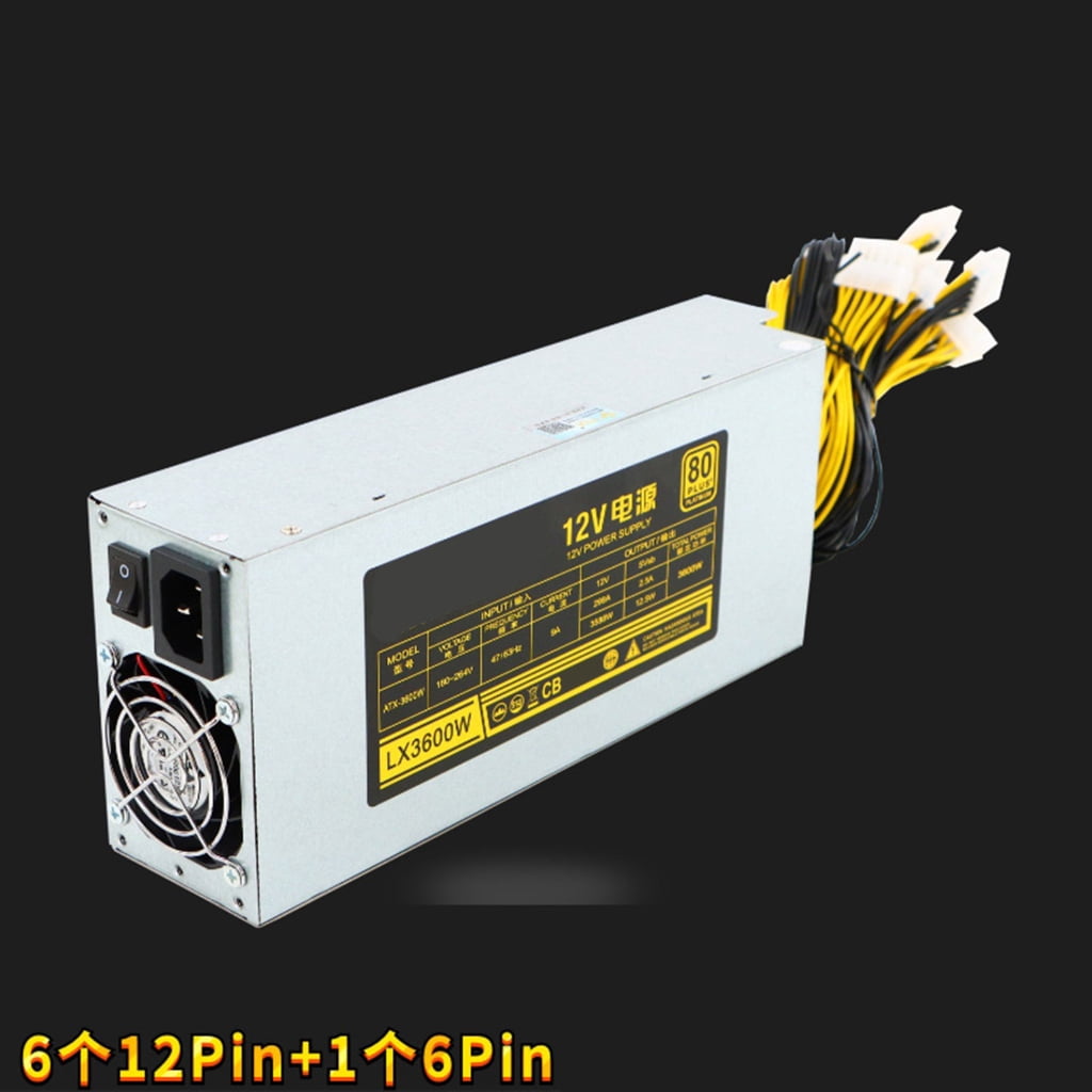 3600W Mining Power Supply Video Game Computer White Power Supply Low Noise