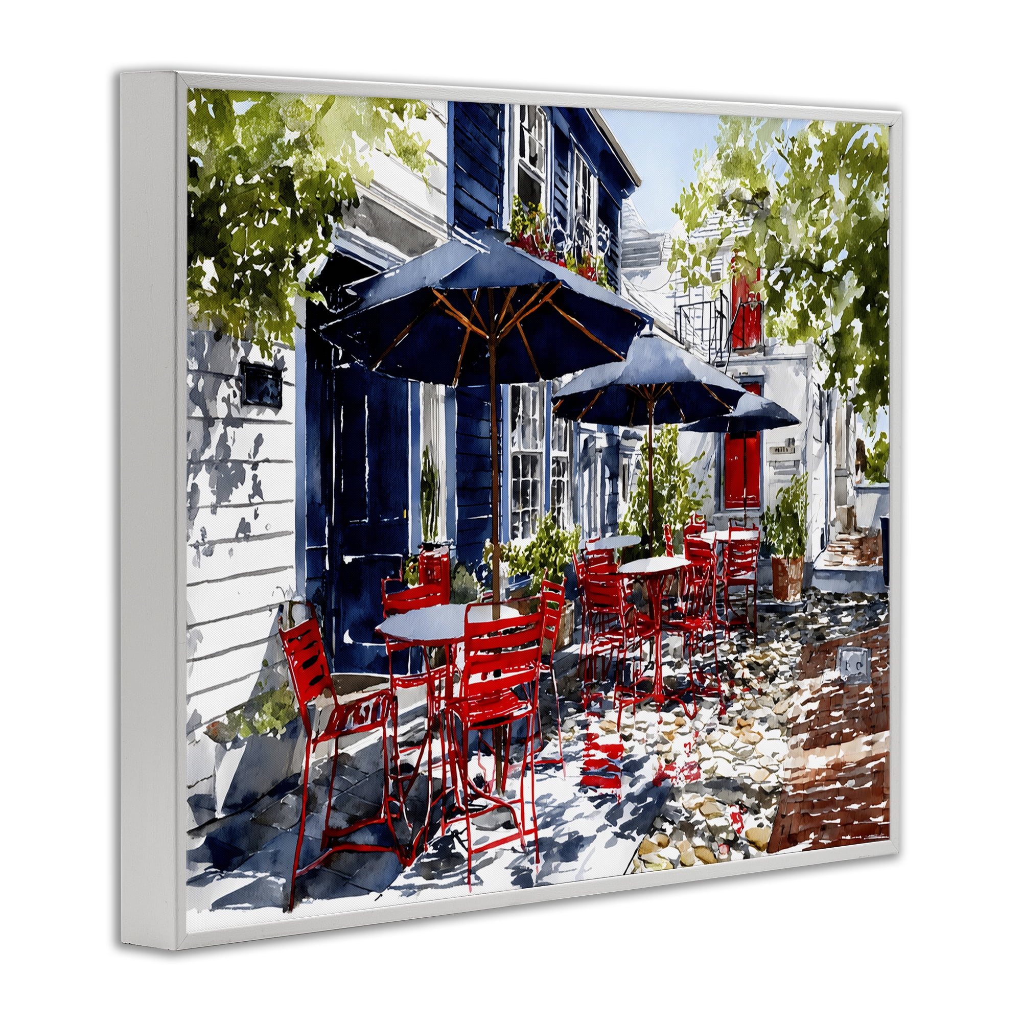 Stupell Industries Cafe Classic Red Chairs White Framed Giclee Art, design by Franklyn Gregory