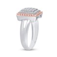 thumbnail image 3 of 10K TWO-TONE GOLD ROUND DIAMOND ROPE SQUARE CLUSTER RING 1/3 CTTW, 3 of 4