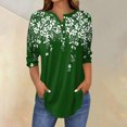 thumbnail image 2 of Ruimatai Women's 3/4 Sleeve Button Down Top Color Block Printed Blouse Fashionable Round Neck Casual Shirt, 2 of 5