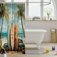 thumbnail image 3 of Retro Surfboard Shower Curtain for Bathroom Decor Kids Beach Palm Tree Bath Curtain for Boys Girls Teens Surfing Bathroom Accessories Coastal Car Waterproof Fabric-72"W x 86"L (Pack of 1), 3 of 7