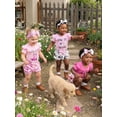 thumbnail image 4 of BemeyourBBs Baby Girl Summer Outfits Letter Boots Cow Print Crew Neck Short Sleeve Romper Shorts and Bow Headband 3 Pcs Set, 4 of 9