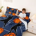 thumbnail image 3 of Castle Fairy Eat Sleep Basketball Queen Sheets 4 Pieces, Sport Ball Gamer Queen Sheet Sets, Navy Orange,1 Fitted Sheet, 1 Flat Sheet and 2 Pillowcases, 3 of 6