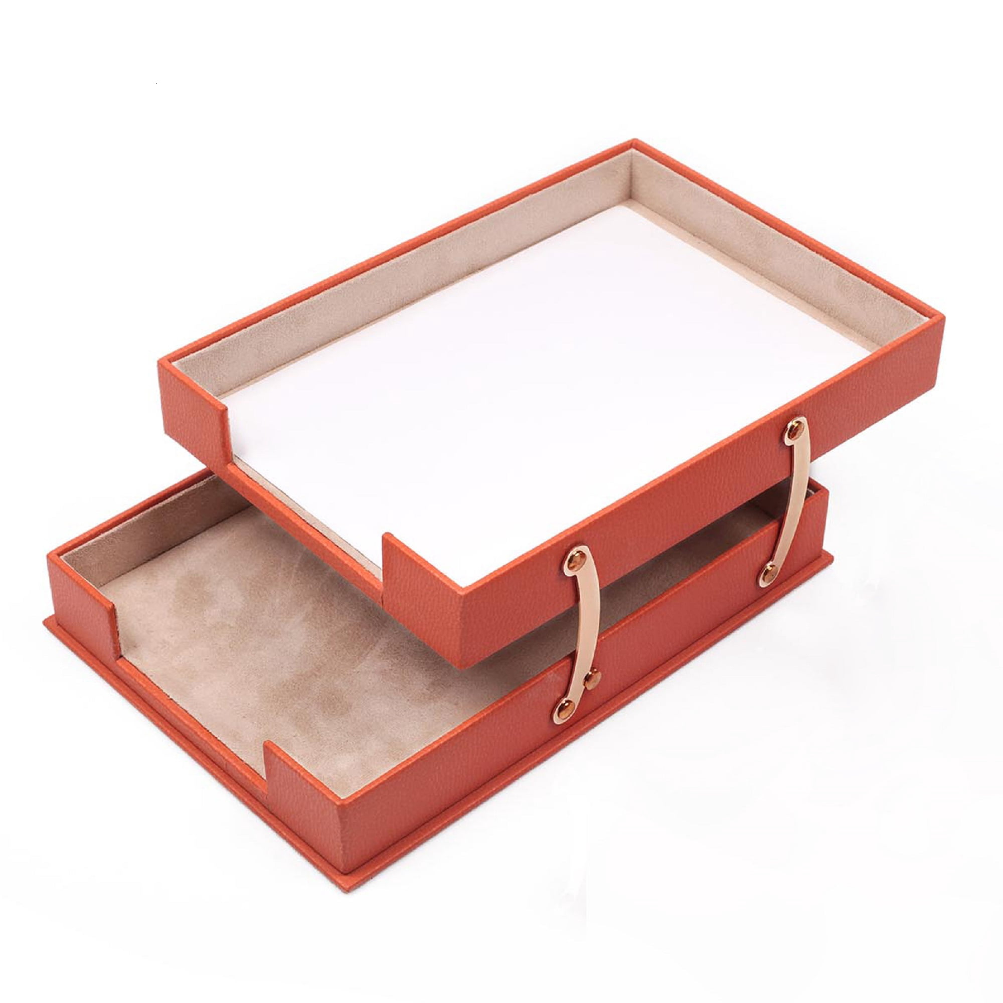 Leather Double Document Tray - Pen Holder - Note Paper Holder -3 Accessories-Desk Organizer - Office Desk Accessories - Desktop Storage - 3 PCS
