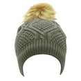 thumbnail image 2 of Beaute Fashion Adult Women Pom Beanie Hat with Faux Fur Pom Pom Fleece Lined, USA COMPANY (Ivory), 2 of 5