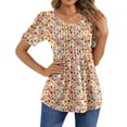 thumbnail image 3 of Fantaslook Blouses for Women Pleated Short Sleeve Tunic Tops Dressy Casual Summer Shirts, 3 of 9