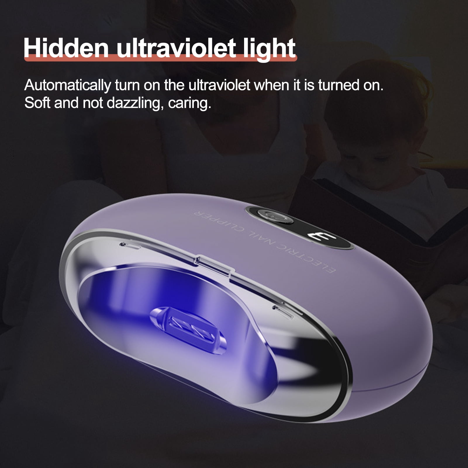 dianhelloya Automatic Electric Nail Clipper with LCD Digital Display 3-Speed Adjustable Fingernail Trimmer with LED Light Rechargeable Electric Nail Cutter for Babies Kids Adults Elderly Purple