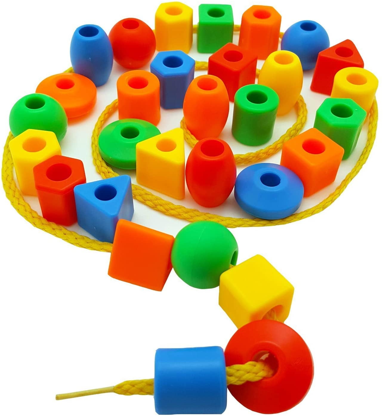 Colorful Wooden Number Caterpillar Toy Beads DIY Lacing Beads Set For Toddlers-Montessori Preschool Kids