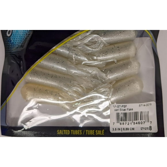 Tube salé South Bend MZ-ST-PSF-X en flocons d'argent nacré 3,5" paquet de 8
