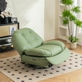 thumbnail image 2 of Leather Power Swivel Glider Lounge Chair with USB Port and Bluetooth, Modern Upholstered Single Sofa Chair with Different Model and Phone Holder, Multifunctional Armless Sleeper Recliner Chair, Green, 2 of 9