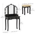 thumbnail image 3 of HOMCOM Ensemble de Coiffeuse avec Miroir et Tabouret, Coiffeuse avec Rangement, Noir, 3 of 10