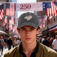 thumbnail image 4 of Yindaity Fourth Of July Hat Usa Hats for Men American Flag Baseball Cap Usa Flag Patriotic Tactical Hat Adjustable Embroidered Hat for Men Women Teens,Black, 4 of 5