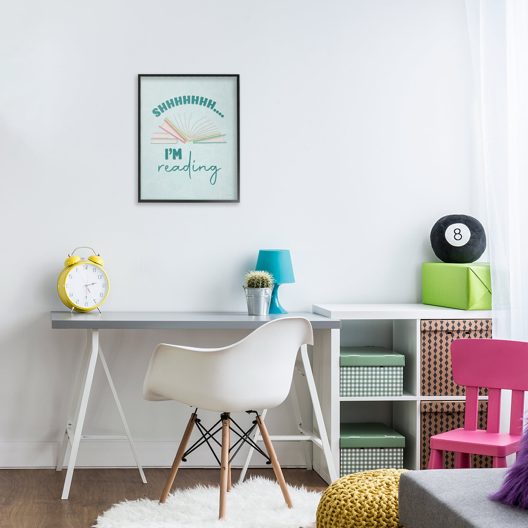 Stupell Industries Shhh I'm Reading Black Framed Giclee Art, design by Seven Trees Design