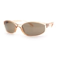 thumbnail image 4 of Trendy Retro 90s Fashion Thin Plastic Rectangular Oval Wrap Sunglasses [Peach - Brown], 4 of 8