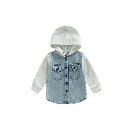 

aturustex 6M 12M 18M 24M 3T 4T Toddler Baby Boy Jacket Hooded Denim Long Sleeve Buttons Hoodies Shirt Coat Winter Spring Clothes