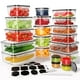 thumbnail image 1 of KEMETHY 40 recipientes de almacenamiento de alimentos con tapas herméticas (20 contenedores y 20 tapas), recipiente de plástico para preparación de comidas para despensa y organización de cocina, sin, 1 of 5