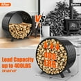 thumbnail image 3 of Panier de Bois de Chauffage de 24 Po pour l'Extérieur et l'Intérieur, Capacité de 400 Lb, Support de Rangement Robuste pour Poil de Bois avec Housse Antirouille, Support Rond pour Bûches de Foyer pour Patio, Terrasse, Véranda, Cour Arrière, 3 of 7