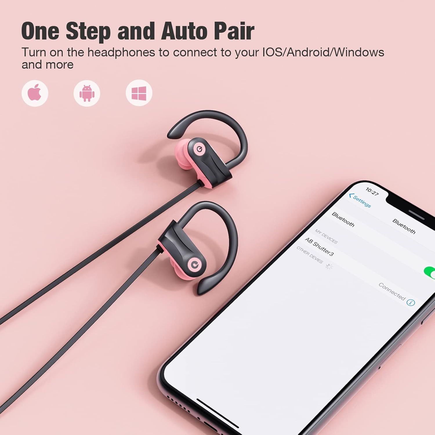 Bluetooth Headphones, Wireless Headphones with 16 Hours Playtime Bluetooth 5.3 Wireless Earbuds HD Deep Bass Stereo Sound Isolation IPX7 Waterproof Earphones for Workout Running Sports