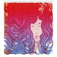 thumbnail image 3 of Ambesonne Modern Shower Curtain, Little Mermaid Face Hair, 69"Wx84"L, Red Violet Cream, 3 of 3