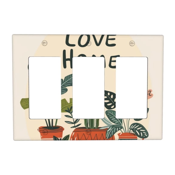 Love Home Switch Cover Decorative Wall Plate 3-Gang Standard Size