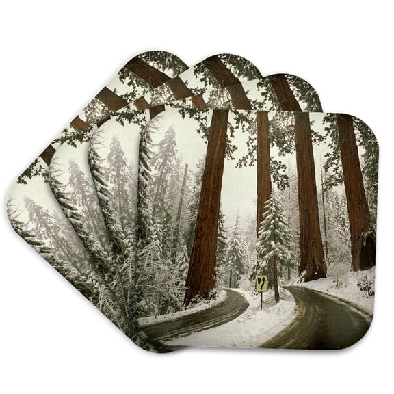 3drose, California, Sequoia Np, Snowfall - Us05 Bja0376 - Jaynes Gallery, Set of 4 Coasters - Cork