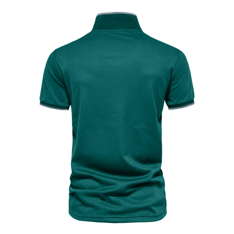 B91xZ Work Shirts For Men Mens Fashion Casual Solid Color Cotton V Neck  Button Short Sleeve T Transfer Paper for T Shirts Polo Shirts For Men Green  XL 