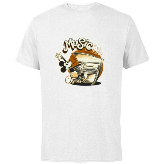 Disney Mickey Mouse Vintage Music To My Ears - Short Sleeve Cotton T-Shirt for Adults - Customized-White