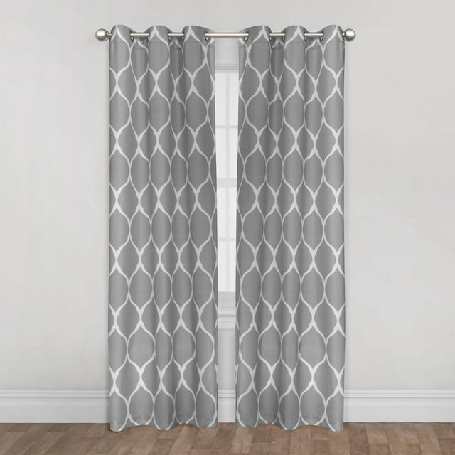 Mainstays Ogee Print 84" Light Filtering Drapery Grommet Window Curtains Panel