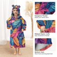 thumbnail image 3 of FORMRS Wearable Blanket Hoodie with Sleeves for Kids Cozy Flannel Sweatshirt, Colorful Art Leaves Pattern, 3 of 7