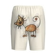 thumbnail image 7 of Daiia Brown Cat Cartoon Mens Woven Stretch Pajama Short,Short Pajama Pants-Medium, 7 of 7