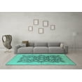 thumbnail image 3 of Ahgly Company Machine Washable Indoor Square Oriental Turquoise Blue Traditional Area Rugs, 8' Square, 3 of 4