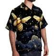 thumbnail image 2 of Starry Bees in the Sky Men's Short Sleeve Button Down Hawaiian Beach Printed Casual Shirts, 2 of 6