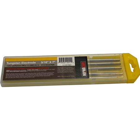 

Arc Union TIG Welding Tungsten Electrode for DC Welding Applications (3/16” x 7”) 5 Pack - Gold
