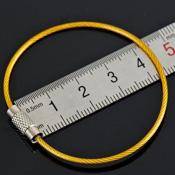 Etiqueta 10 ppcs colorido acero inoxidable llavero llave de llave de llave de llave de la aeronave del anillo del cable del engranaje para senderismo al aire Libre