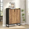 thumbnail image 5 of Tribesigns 5-Tier Shoe Cabinet, Modern Organizer with Sturdy Metal Frame, Black & Brown, 5 of 7