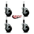 thumbnail image 2 of 4 Inch Hard Rubber Swivel 1-1/8 Inch Expanding Stem Caster Set with Brake SCC, 2 of 2