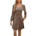 thumbnail image 2 of Chandails pour Femmes Couleur Unie Manches Longues Robe Fermée Décontractée Tailles : P-2TG, 2 of 8