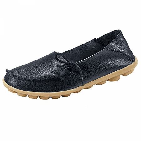 

Wish Loafers for Women Casual Slip on Dress Loafers Womens Comfortable Leather Driving Shoes Outdoor Walking Flats Shoes----Black（Size 37） S1948