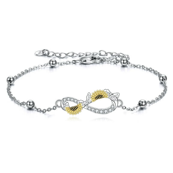 Sterling Silver Sunflower Adjustable Bracelets Moonstone Jewellery for Women Birthday Gift