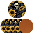 thumbnail image 2 of Sunflower Set of 6 Round Microfiber Leather Coasters, 11x11 cm/4.3x4.3 in Drink Coasters for Home and Office, Heat, Stylish Table Mats, 2 of 6