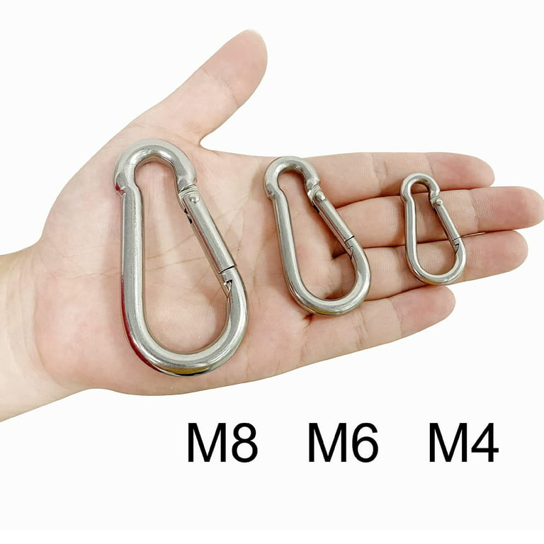 6 Pcs Carabiner Clip Spring Snap Hook - 304 Stainless Steel Quick Link Clips, Heavy Duty Snap Hook for Gym Equipment, Outdoor Shade Sails, Hammock