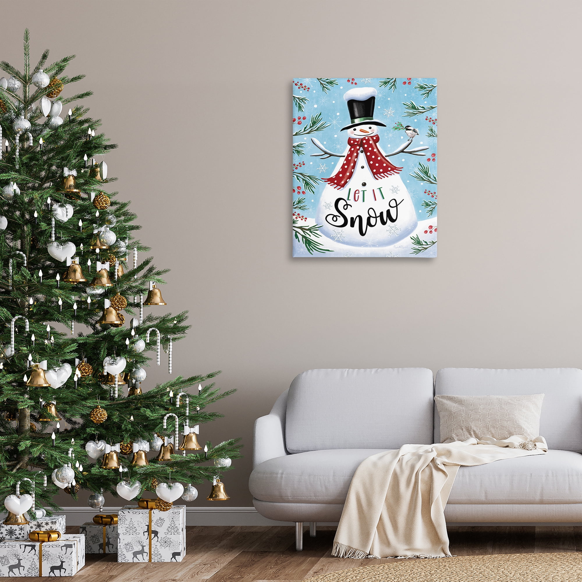 Stupell Industries Let It Snow Phrase Holiday Painting Gallery Wrapped Canvas Art Print Wall Art, 30 x 40